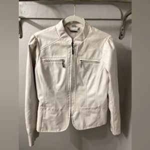Jou Jou Jacket Faux Leather Ivory Large Gently used